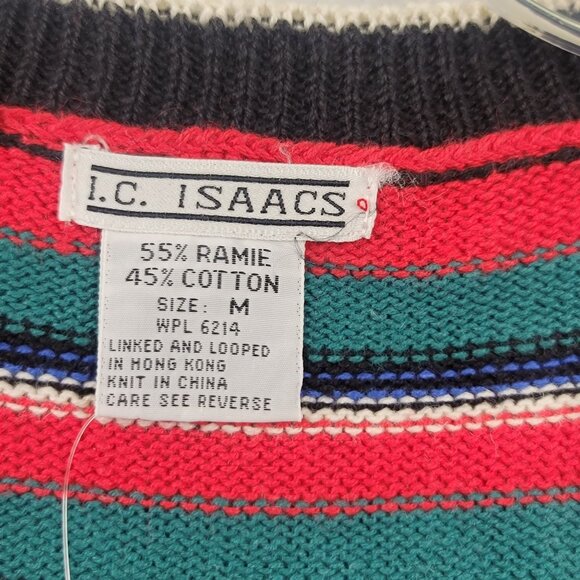 I.C. Isaacs 1990s Sweater Vest Medium Button Down Knit Fair Isle Deadstock New - Picture 4 of 9